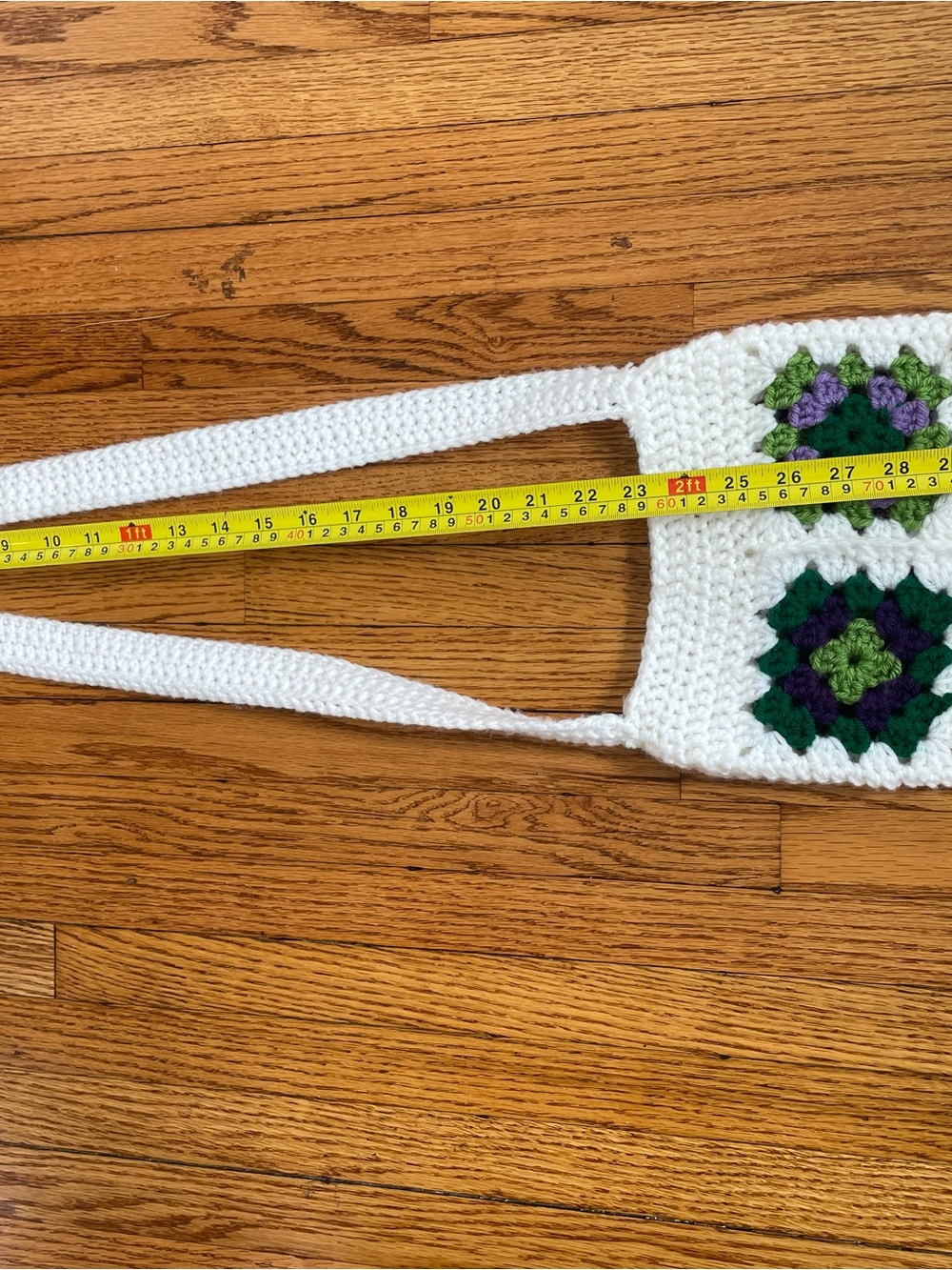 Handmade White Crochet Granny Square Crossbody Bag - Picture 8 of 8